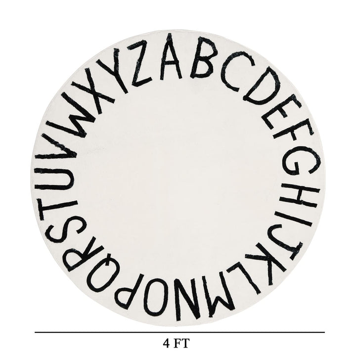 4ft Round Kids Play Rug ABC Alphabet Nursery Rug for Bedroom Playroom Non Slip Fun Educational Playmat Round Circle Carpet Crawling Mat for Classroom Infant Toddlers