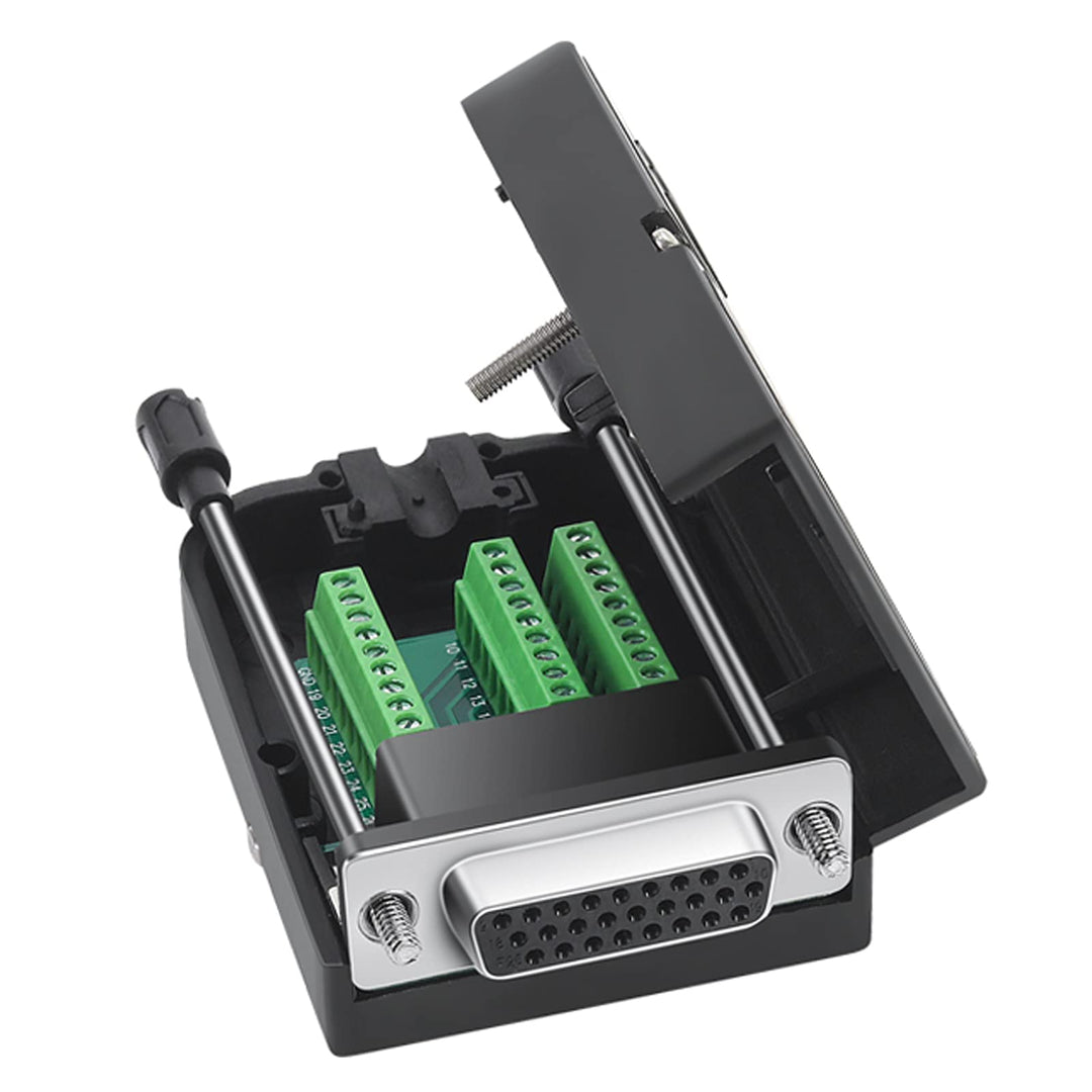 DB26 Female Solderless Breakout Connector, RS232 D-SUB Serial to 26 Pin Port Terminal Solderfree Adapter with Case Accessories