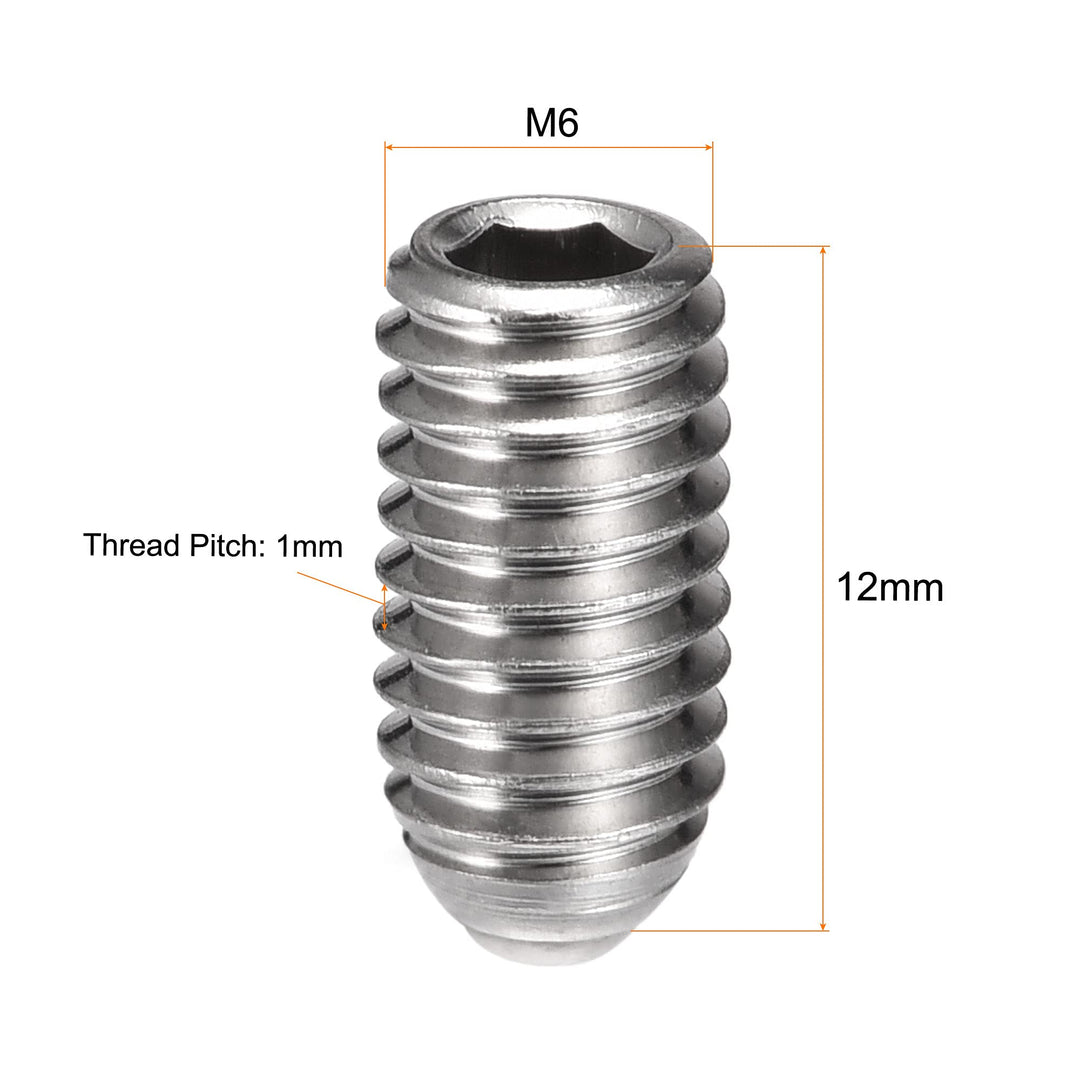 Ball Point Set Screws, M6 x 12mm 304 Stainless Steel Metric Spring Hex Socket Screw 10pcs