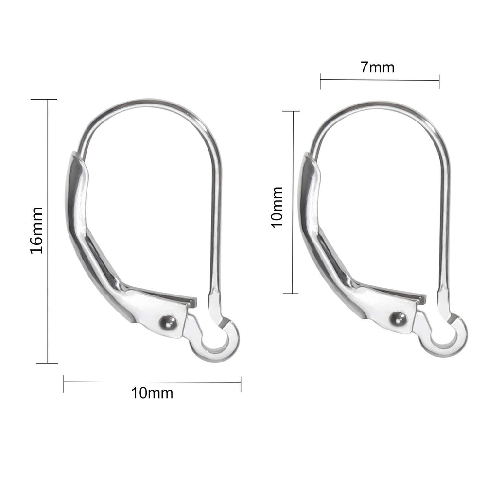 TOAOB 8pcs 925 Sterling Silver Leverback French Earring Hooks 10x16mm Hypo Allergenic Interchangeable Dangle Ear Wire Findings for Jewelry Making