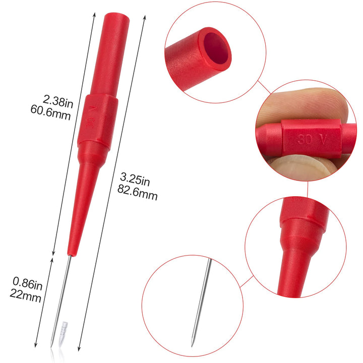 10 PCS 0.7mm Test Probe Pins, Non-Destructive Insulation Piercing Needle Testers, Stainless Steel Multimeter Probes for Banana Socket Plug, Car Test, Automotive Repairing