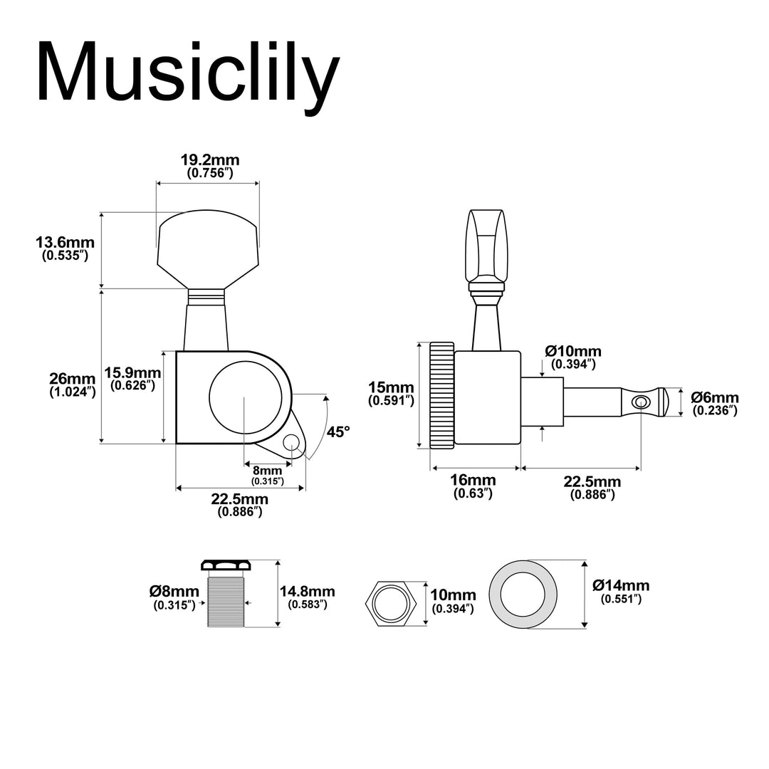 Pro 6 inline Guitar Locking Tuners String Tuning Pegs Machines Heads Set for Fender Strat Stratocaster Tele Telecaster Electric Guitar Parts,Chrome