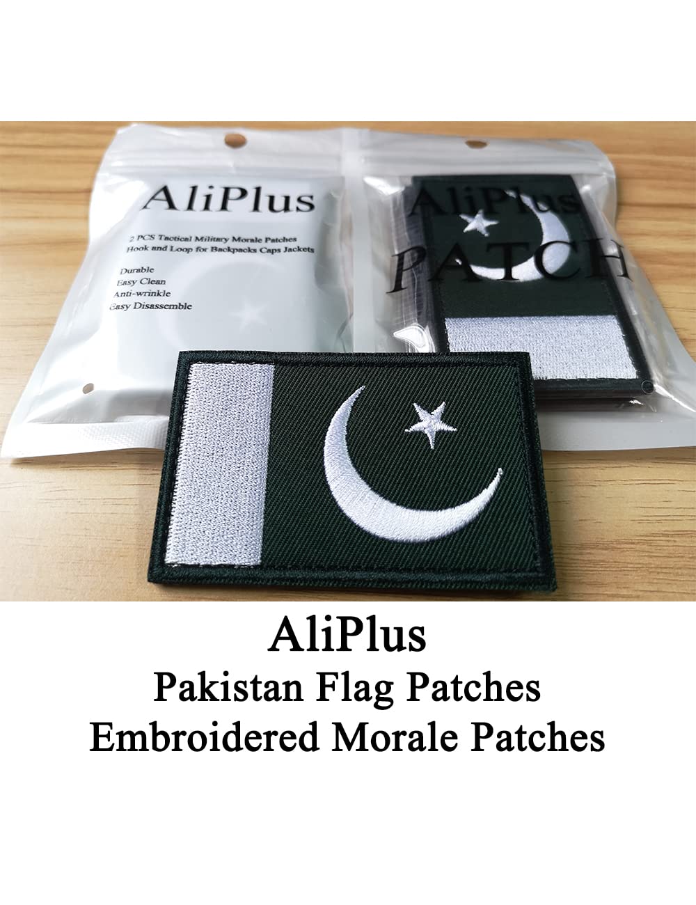 2 PCS Pakistan Flag Patches Embroidered Tactical Military Morale Patch Applique Fastener Hook and Loop