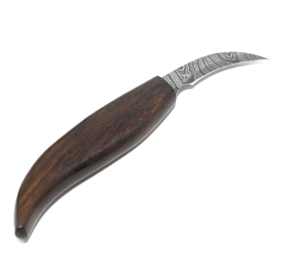 Damascus Steel 1095/15n20 Detail Wood Carving Knife with Walnut Handle Wood Carver Small Knife