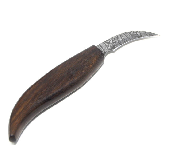 Damascus Steel 1095/15n20 Detail Wood Carving Knife with Walnut Handle Wood Carver Small Knife