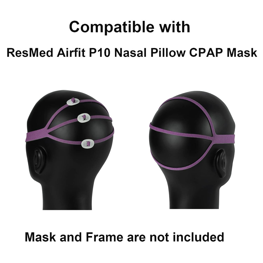 Upgraded Airfit P10 Headgear CPAP for Her Replacement, 2-Pack Replacement Headgear Compatible with ResMed Airfit P10 Nasal Pillow CPAP Mask Straps Included 2 Elastic Straps & 6 Adjustment Clips, Pink