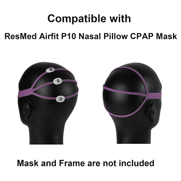 Upgraded Airfit P10 Headgear CPAP for Her Replacement, 2-Pack Replacement Headgear Compatible with ResMed Airfit P10 Nasal Pillow CPAP Mask Straps Included 2 Elastic Straps & 6 Adjustment Clips, Pink