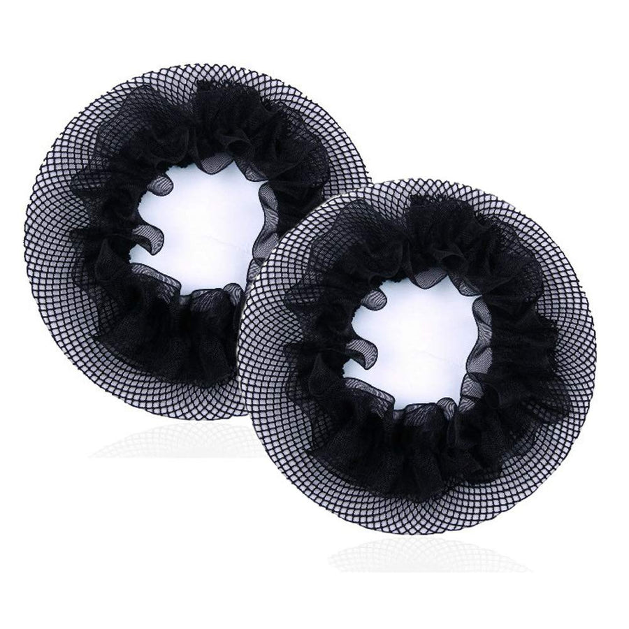 8Pcs Reusable Bun Hair Nets Elastic Flower Edge Hairnet For Ballet Bun Cover Dance Skating Gymnastics Performance Dancers Hair Accessories, Black