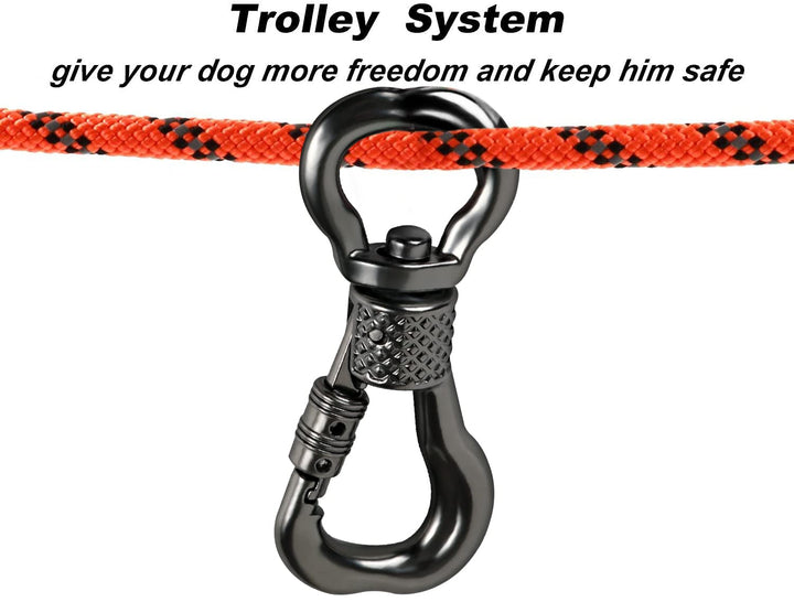 Dog Tie Out Cable for Camping, 50ft Portable Overhead Trolley System for Dogs up to 200lbs,Dog Lead for Yard, Camping, Parks, Outdoor Events,5 min Set-up