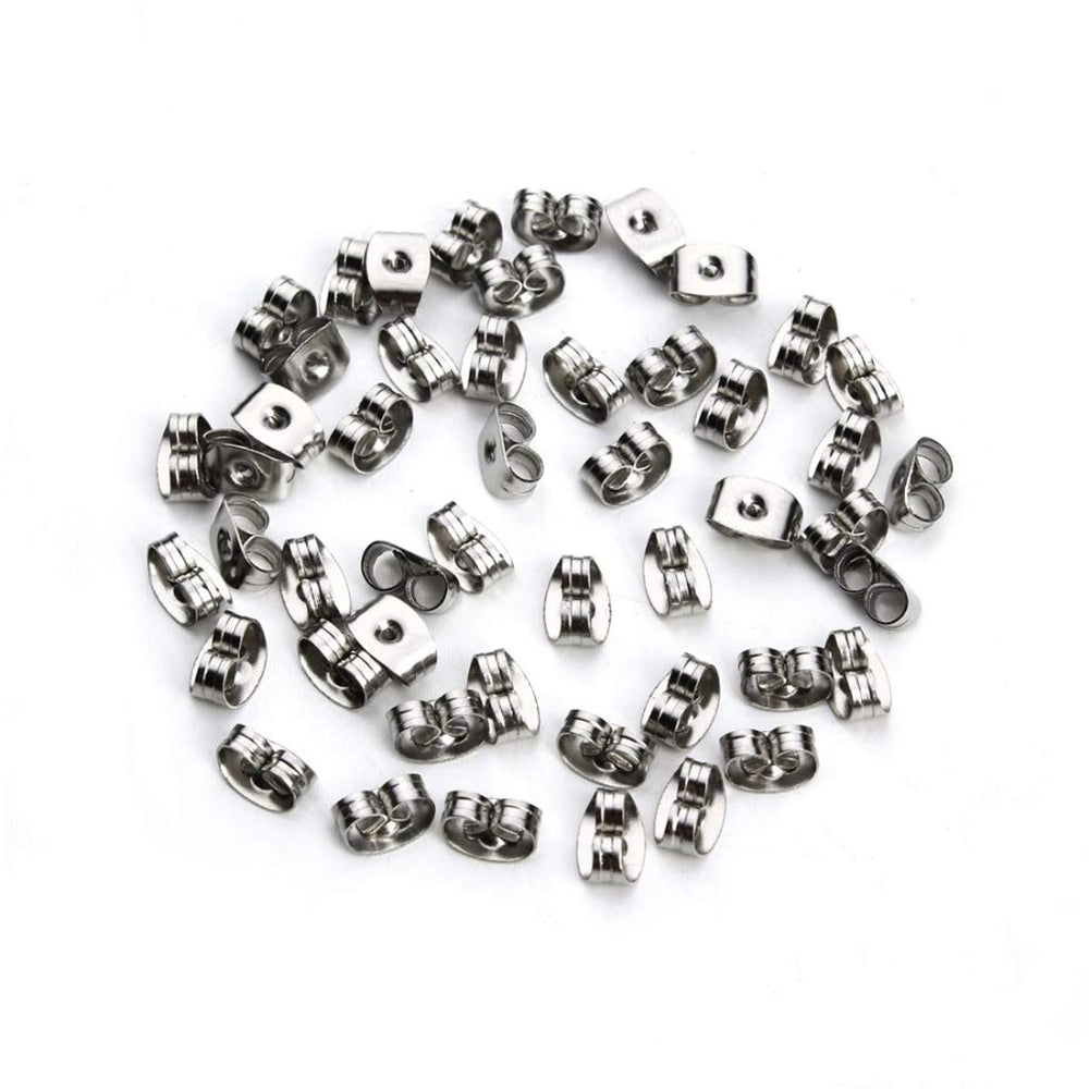 300 Pieces Stainless Steel Butterfly Earring Backs (Silver 5x3.5mm)