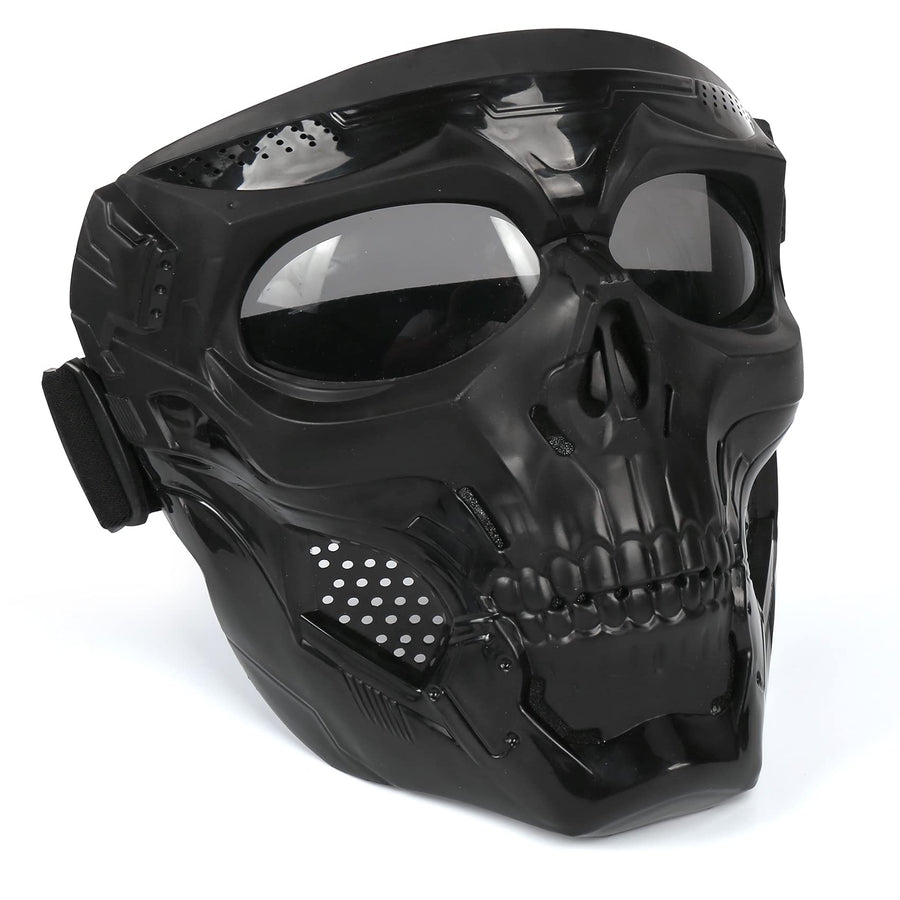 Motorcycle Skull Goggle Mask Riding Goggles Safety Road Riding UV Motorbike Glasses for Riding/Skiing/Snowing/Motorcycling/Halloween (Grey Lens)