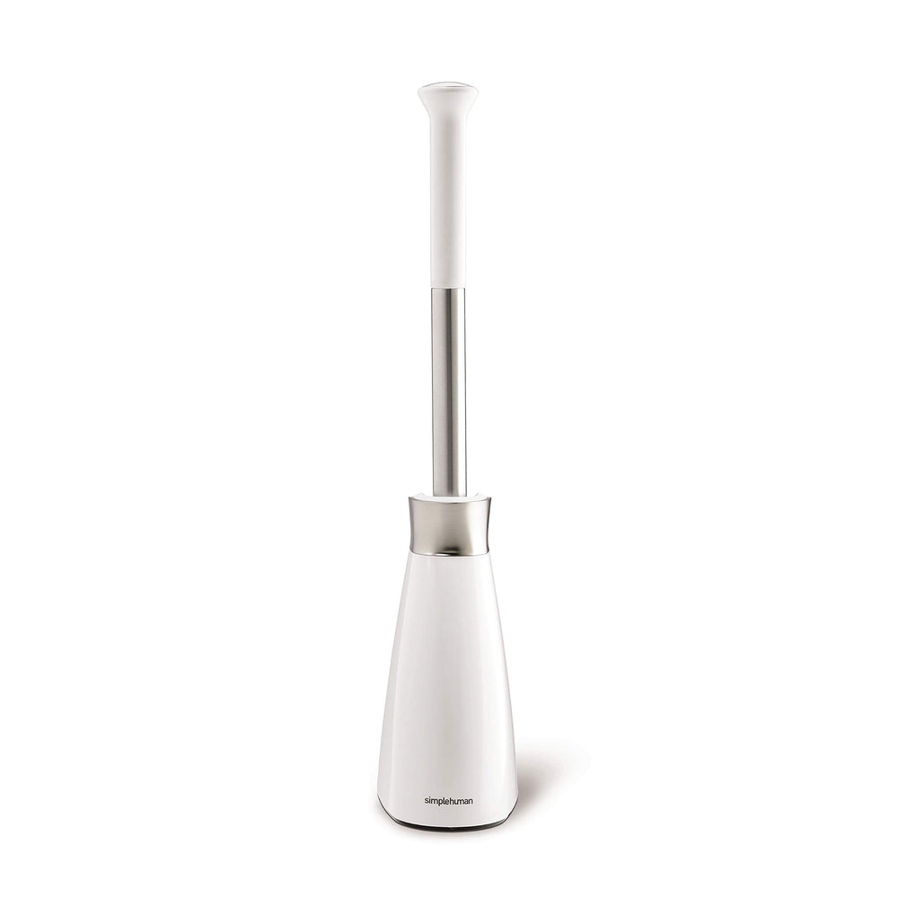 Replacement Toilet Brush Head, Easy Screw On, Stiff Outer Bristles, White Plastic