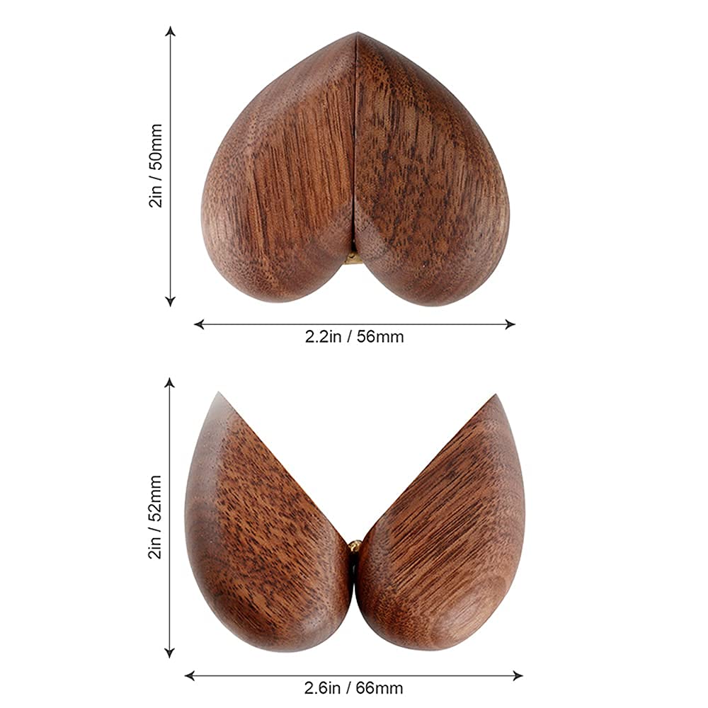 SINMAR Wooden Ring Box for Wedding Ceremony, Small Heart Shaped Proposal Engagement Ring Boxes for Wedding Wedding Ring Boxes for Ceremony(black walnut)