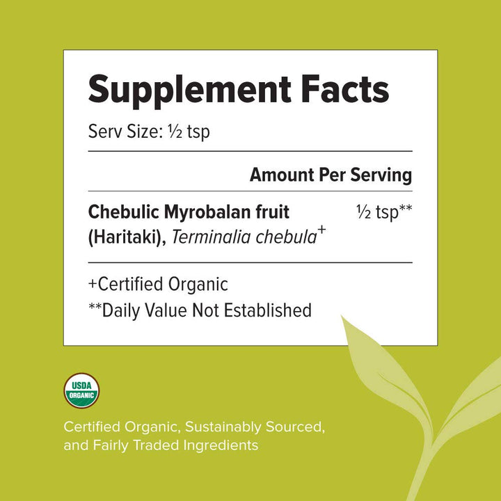 Haritaki Powder - Certified Organic, 1/2 Pound – Terminalia chebula – for Detoxification & Rejuvenation* – Organic, Vegan, Non-GMO, Gluten Free, Certified Fair for Life Fair Trade