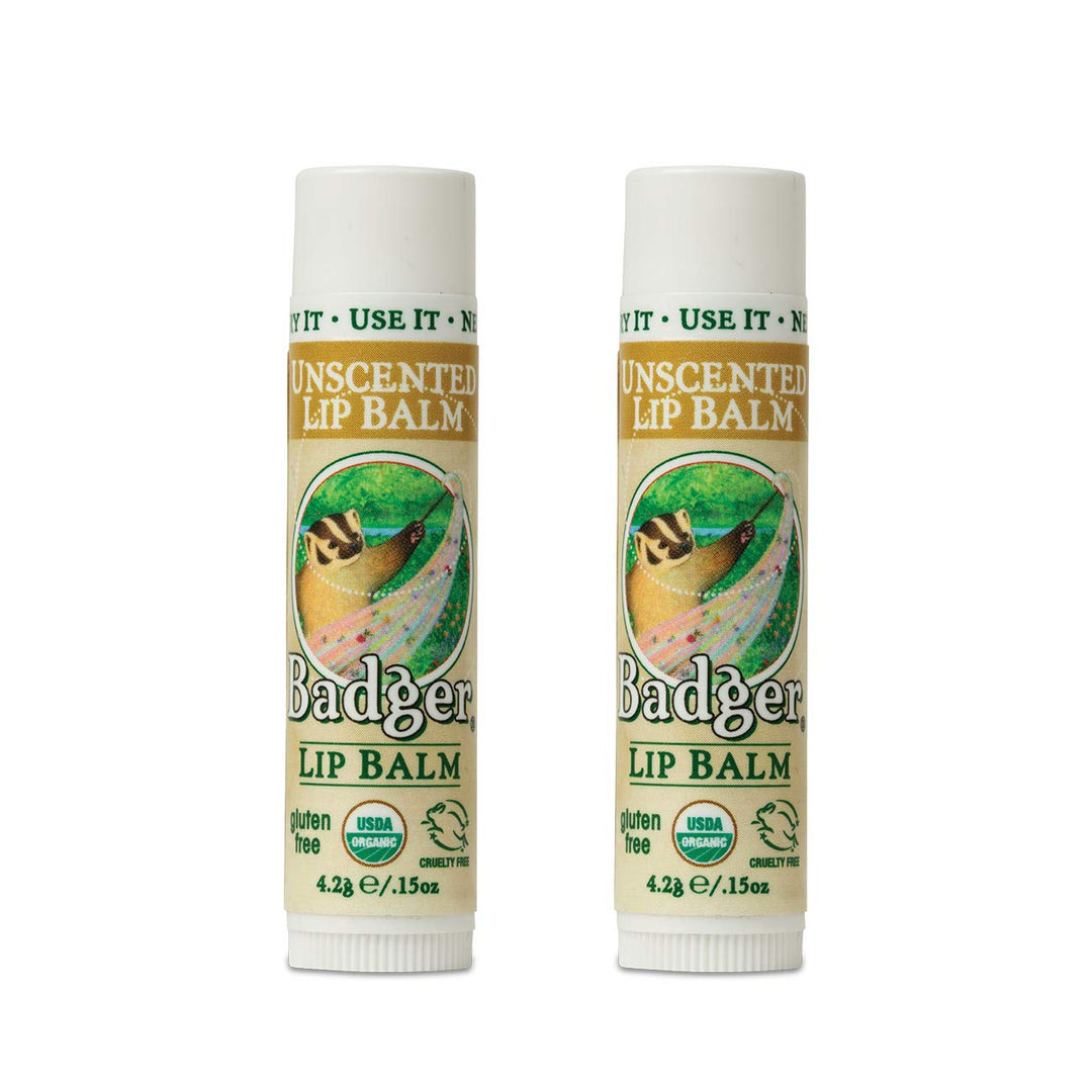 2 Pack Classic Organic Lip Balm Unscented 0.15 Oz Per Stick
