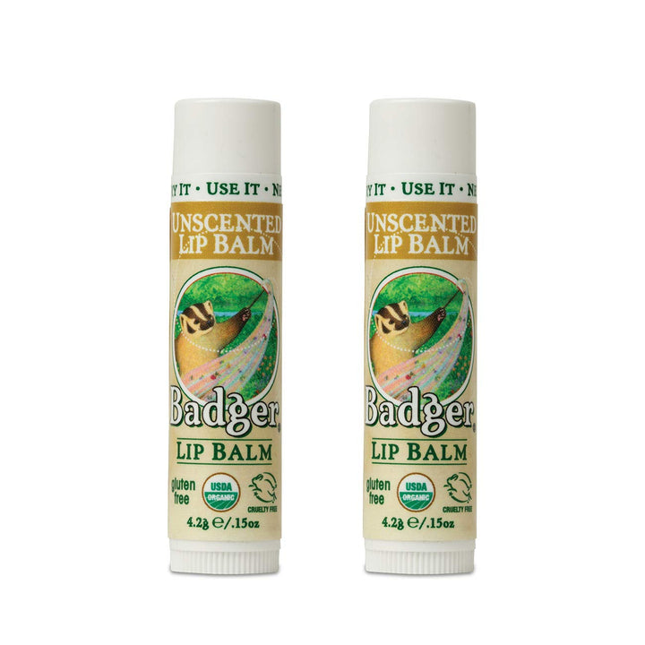 2 Pack Classic Organic Lip Balm Unscented 0.15 Oz Per Stick