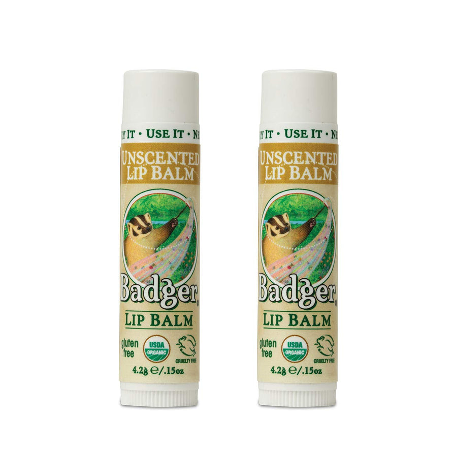 2 Pack Classic Organic Lip Balm Unscented 0.15 Oz Per Stick