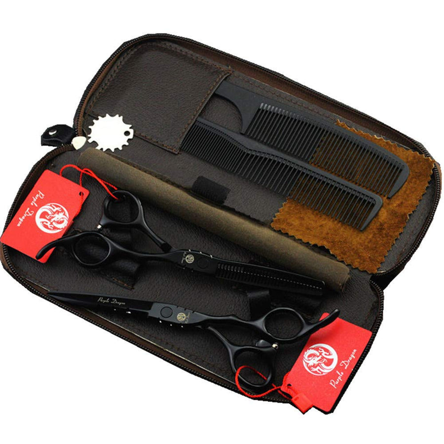 Professional Japan 440C Hair Salon Cutting Shear and Barber Thinning Scissor Hairdressing Shear Set with Bag