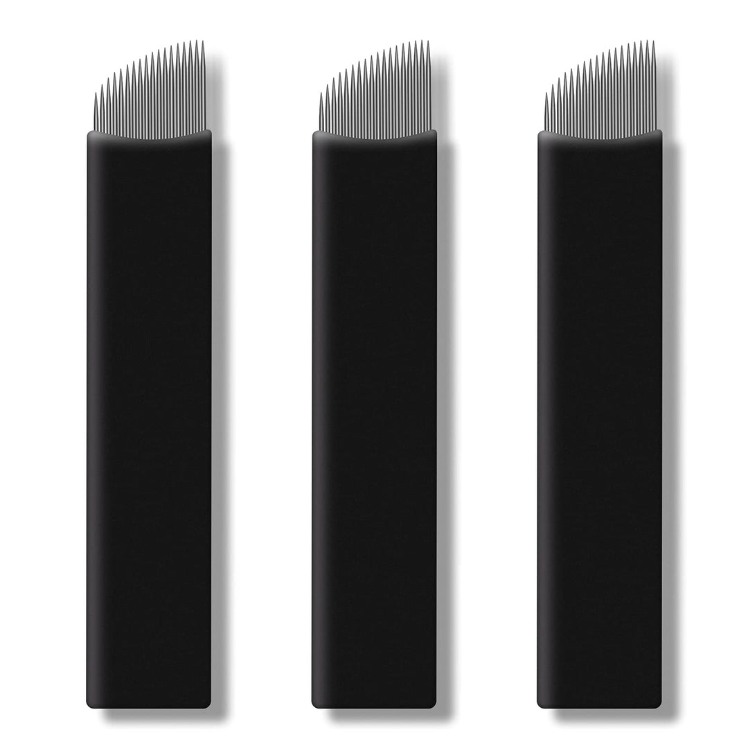 50pcs Black Microblading Needles 12U,14U,16U,18U,7F,12F,14F,16F,18F,21F. 0.18mm Blade Permanent Makeup Tattoo Needle for Manual Pen (18F)