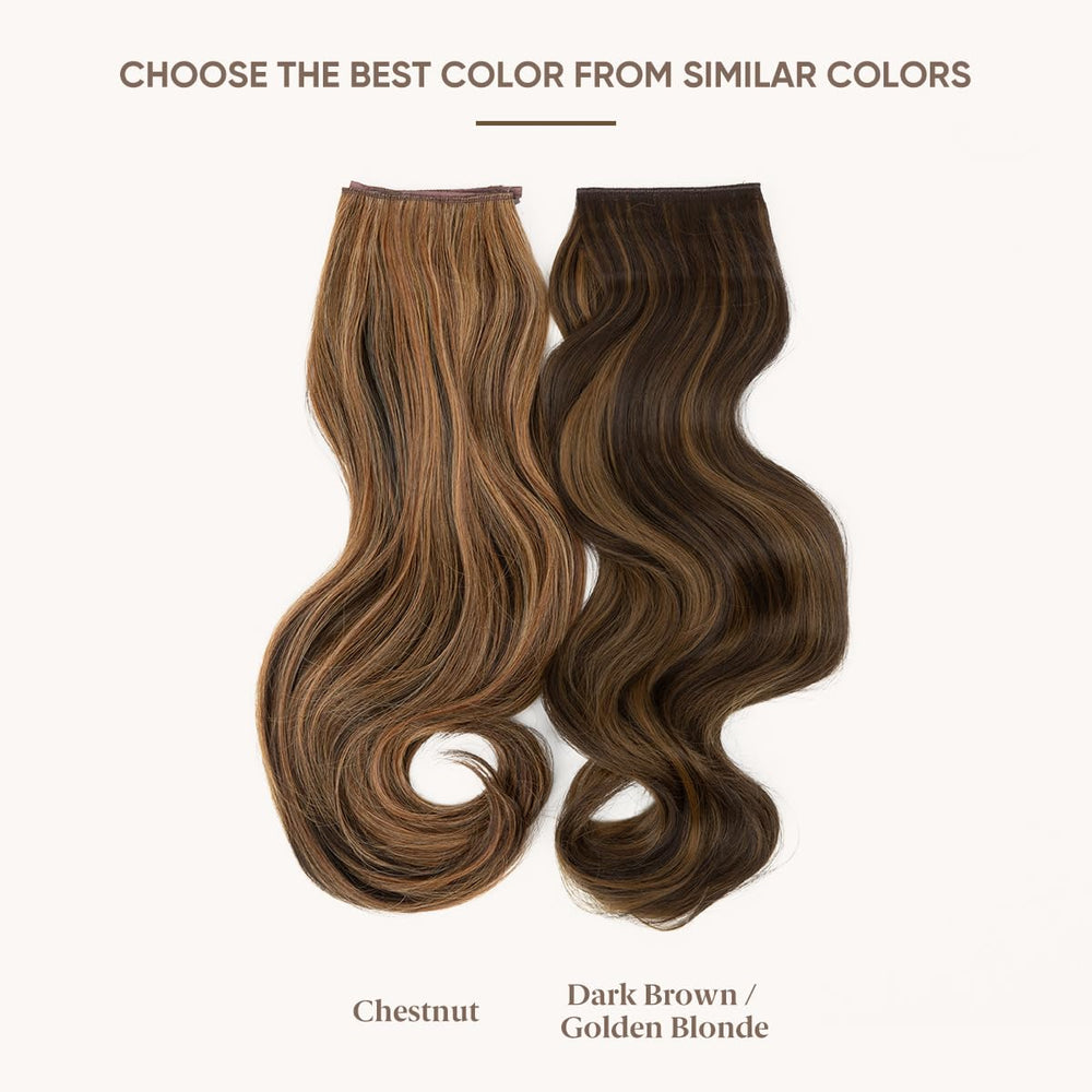Invisible Wire Hair Extensions with 3 Clips Synthetic Wavy Curly Hairpiece Adjustable Transparent Headband for Women 16 Inch Dark Brown/Golden Blonde Highlights