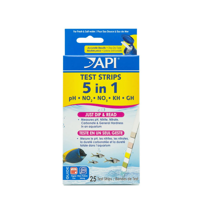 5-in-1 Test Strips Freshwater and Saltwater Aquarium Test Strips 25-Count Box