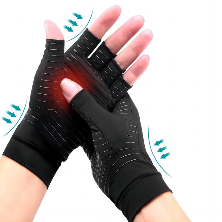 Copper Arthritis Gloves for Women Men, Fingerless Breathable & Moisture Wicking Arthritis Compression Gloves for Computer Typing and Dailywork of Hands joint Support (Large)