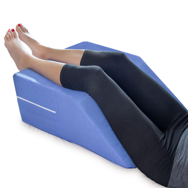 Wedge Pillow, Leg Pillow, Bolster Pillow, FSA Eligible Incline Pillow for Leg Elevation, Snoring, Circulation, Pregnancy, Sciatica, Leg Rest or Foot Elevation, Blue, 30.5 x 20 x 10