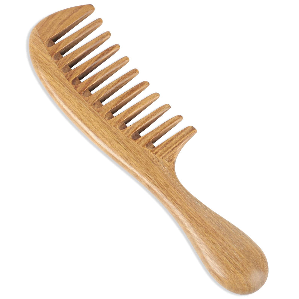 Handmade Sandalwood Hair Combs Set - Anti-Static Scented Wooden Wide Tooth and Fine Tooth Combs for Natural Hair Detangling