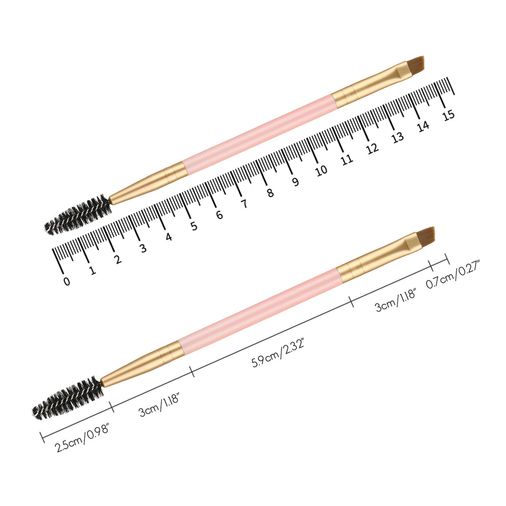 GPLUS 3 Pieces Double Handle Eyebrow Brush Spoolie and Eyebrow Comb Apply for Brow Powder Brow Powders Waxes Gels and Blends (2 Pink+ 1 Black)
