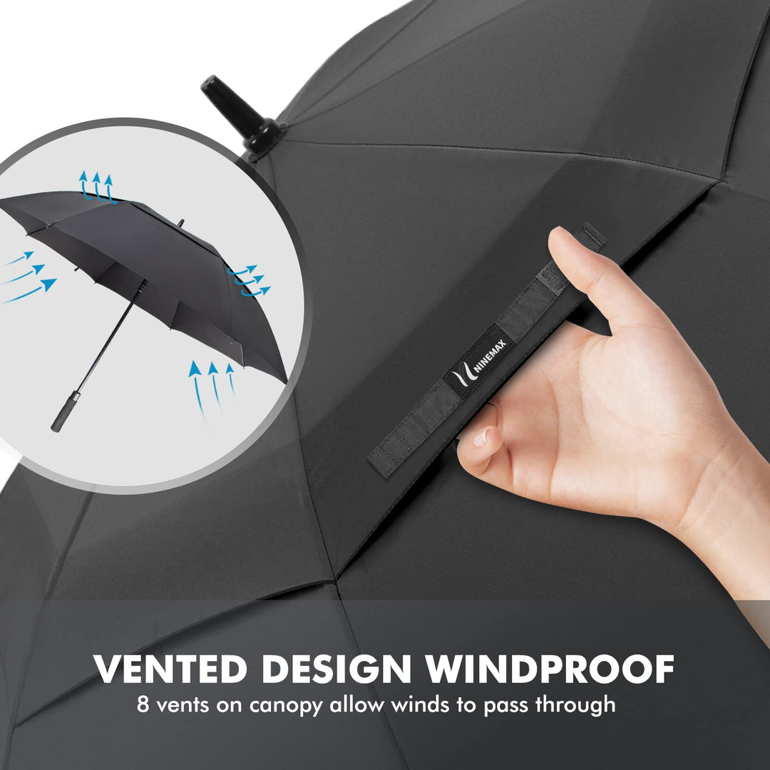 Golf Umbrella 54 Inch,Large Umbrellas Windproof Automatic Open,Oversized Double Canopy Vented Umbrella for Rain Large Size,Extra Large Umbrellas for Men and Women(Black)