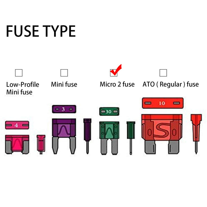Micro2 Blade Fuse Holder Fuse with 10A, 20A Fuse - Tap 12V Car Add-a-Circuit Fuse TAP Adapter with Micro2 Blade Fuse (2 Sets)