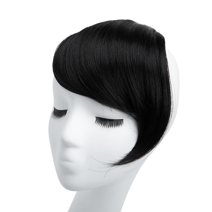 Synthetic False Clip-In Side Swept Bangs Extension Hairpieces B2 (1B jet black)