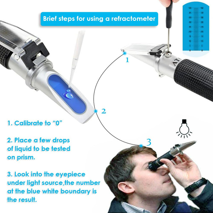 Salinity Refractometer for Seawater and Marine Fishkeeping Aquarium 0-100 PPT with Automatic Temperature Compensation