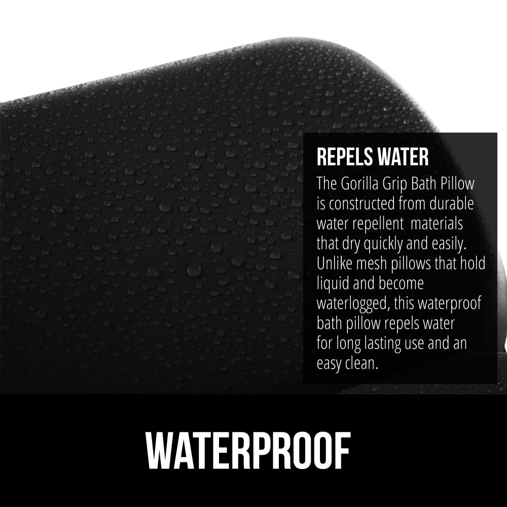 Bath Pillow for Tub, Comfortable Bathtub Pillows for Neck Head and Back Support, Strong Suction Waterproof Headrest, Cushion Rest for Curved or Straight Tubs, Spa Accessories, Black
