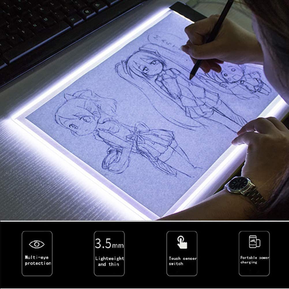 A5 Led Drawing Tablet Thin Art Stencil Drawing Board Light Box Tracing Table Pad, 3 Level Brightness for Artists Drawing Sketching Animation and 5D DIY Diamond Painting