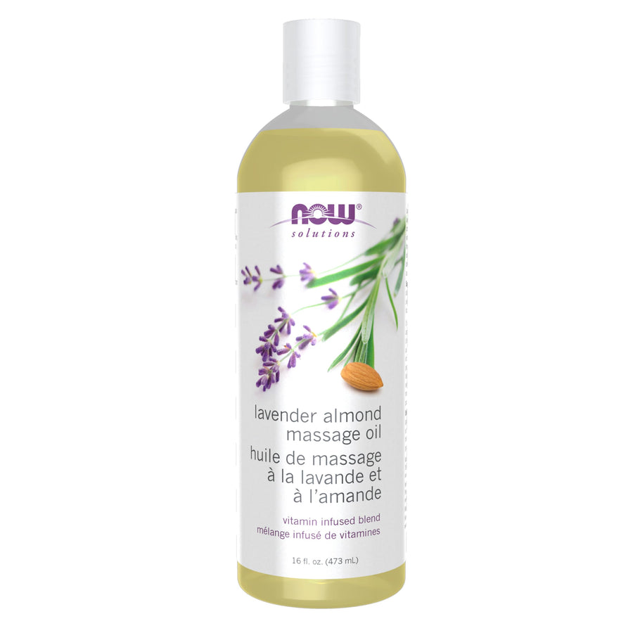 Solutions, Lavender Almond Massage Oil, Vitamin Infused Blend, Therapeutic and Soothing, 16-Ounce