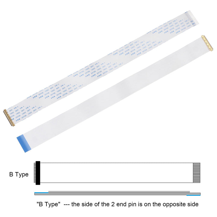 FFC FPC Cable 0.5mm Pitch 40 Pin 250mm Flexible Flat Ribbon Cable for LCD Screen B Type