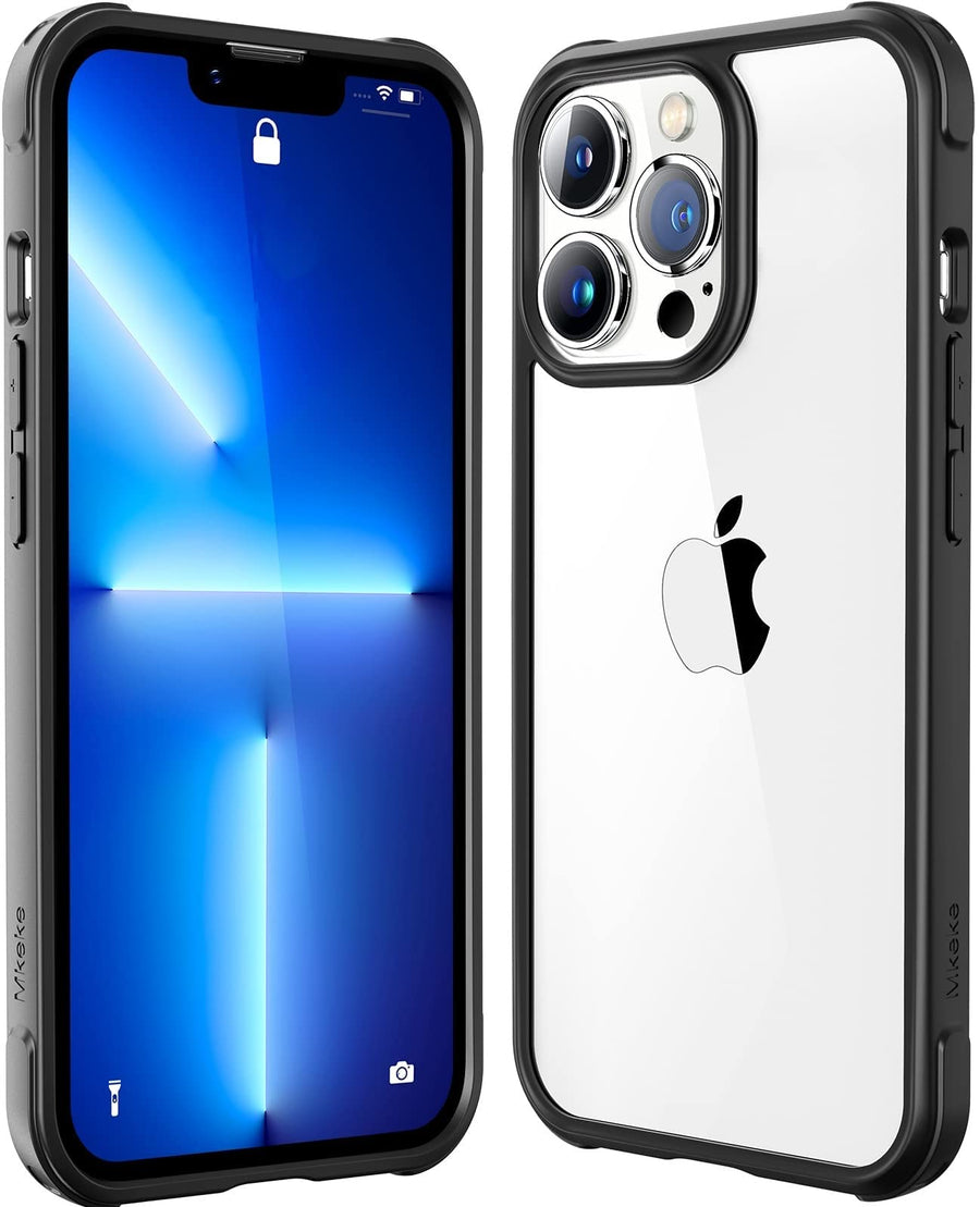 Compatible with iPhone 13 Pro Max Case Clear, Not Yellowing Shockproof Protective Bumper Hard Back Phone Case 6.7 inch Released in 2021 Black