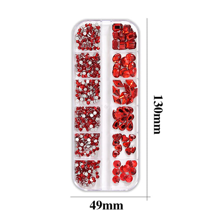 2 Box Flat back Nail Art Rhinestones Crystals For Acrylic Nails Mix-Shape Ab Rhinestones And Red Nails Crystals Nail Rhinestones Fake Diamond Set With Nail Tweezers And Pencils For Women