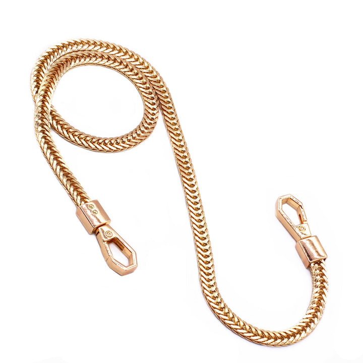 Iron Flat Chain Strap Purse Chain Straps Handbag Chains Shoulder Cross Body Replacement Snake Bone Chain Straps with Metal Buckles (23.6, Gold)