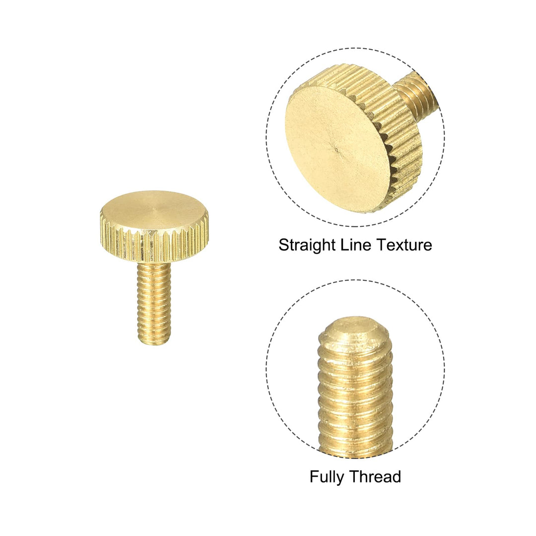 Knurled Thumb Screws, M4x12mm Flat Brass Bolts Grip Knobs Fasteners for PC, Electronic, Mechanical 5Pcs