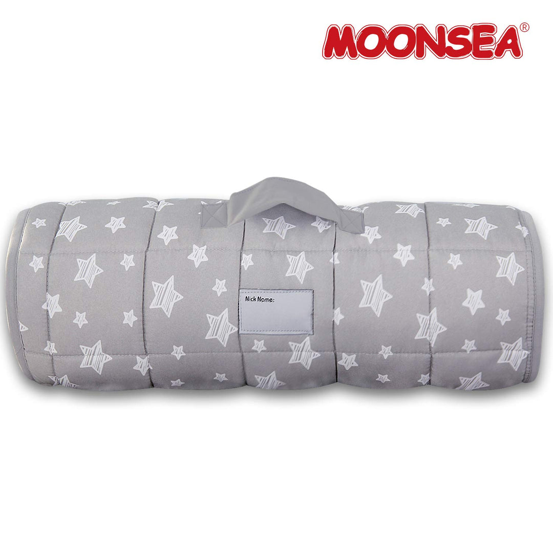 Toddler Nap Mat with Pillow and Fleece Minky Blanket, Lightweight, Soft Perfect for Kids Preschool, Daycare, Travel Sleeping Bag Boys and Girls, 21 x 50 Fit Standard Cot
