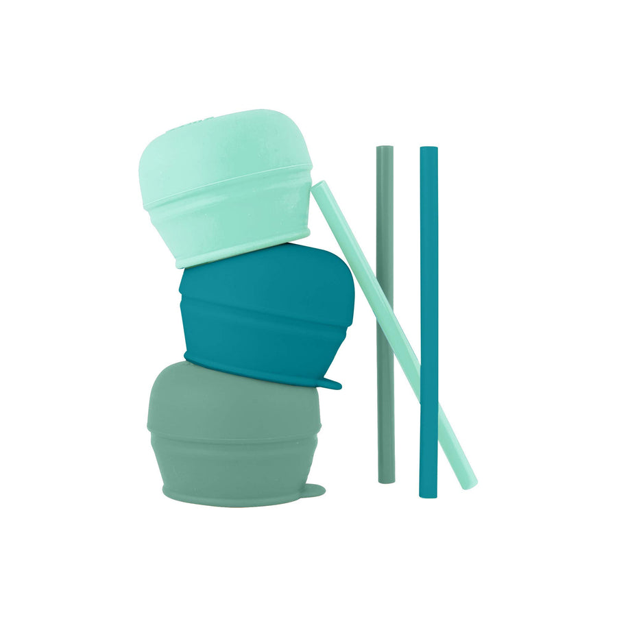 Snug Silicone Sippy Cup Lids and Straws - Includes 3 Lids and 3 Straws - Convert Any Kids Cups or Toddler Cups into Straw Sippy Cups - Toddler Feeding Supplies and Travel Essentials - Green