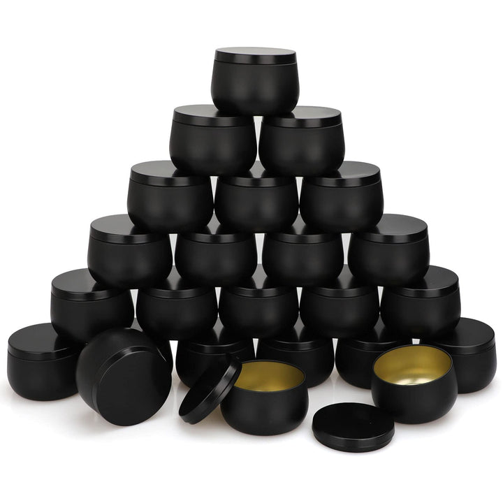Candle Tin Cans 24 Pieces,Candle Containers Candle Jars with Lids, 8 oz, for Candles Making, Arts & Crafts, Storage, and Gifts, Black