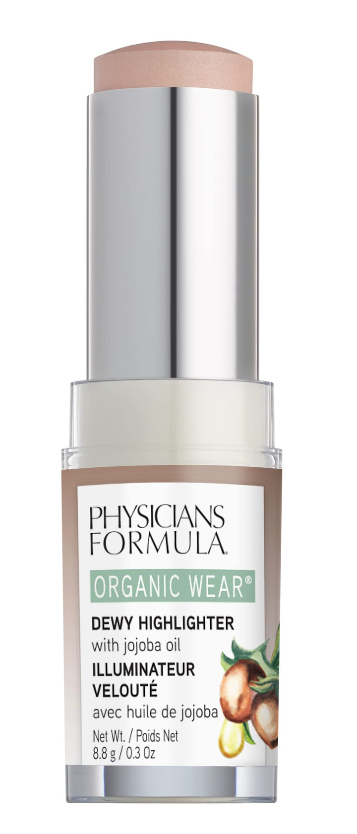 Organic Wear All Natural Dewy Highlighter Stick Makeup, Stick Cream To Powder, Dew Frost, Dermatologist Tested