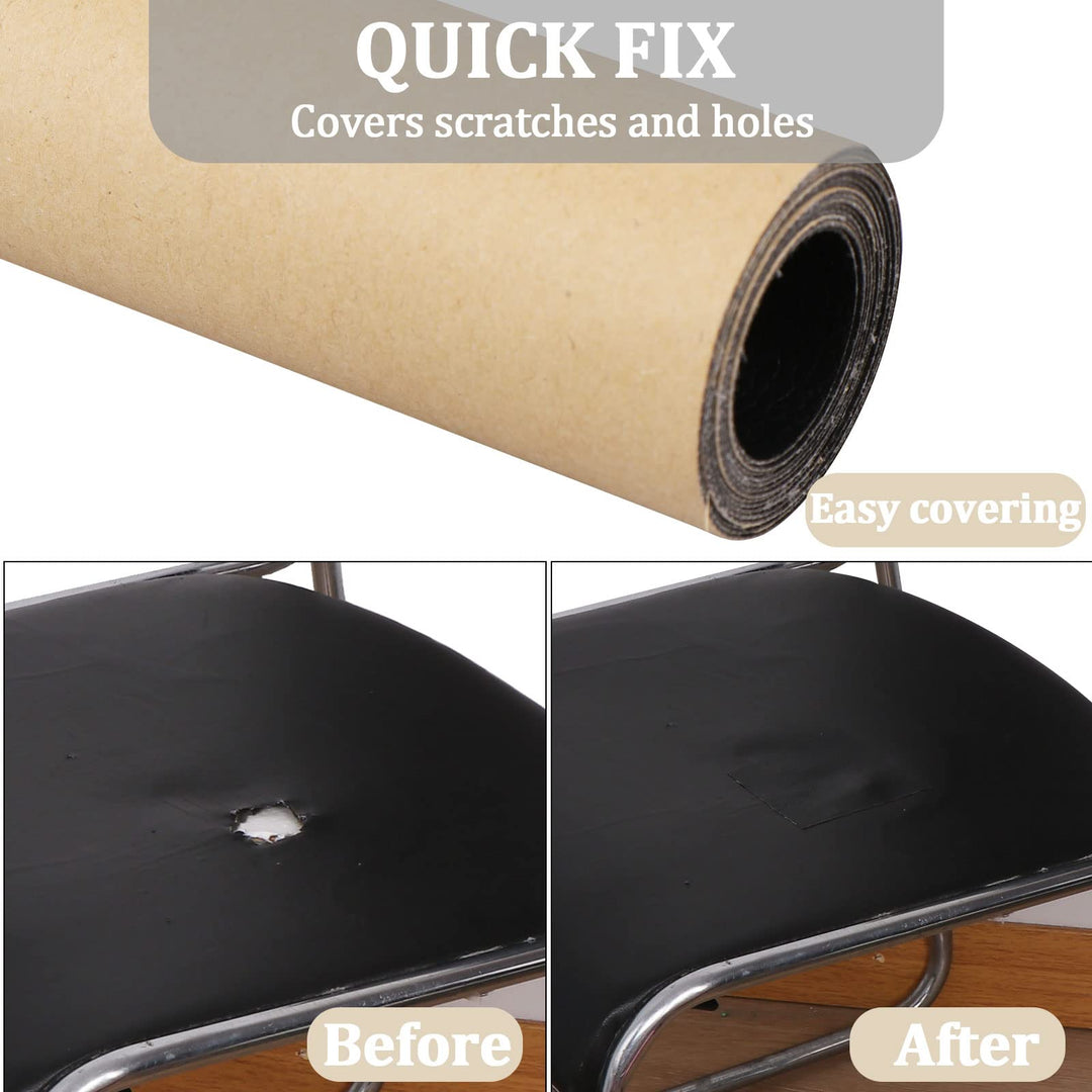 Leather Repair Patch Tape 3.93x60 Inch Self Adhesive PU-Leather Repair Tape for Furniture Large Size Couch Car Seat Boat Seats Sofa Chair Leather Repair Patch, Black