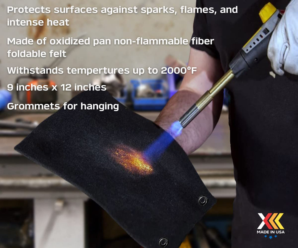 High-Temperature Carbon Fiber Soldering Heat Shield- 9 x 12 - High Heat Flame Resistant Fabric PlumberPad for Soldering, Welding, Brazing, Repairs- Heavy Duty, Professional Welding Pad