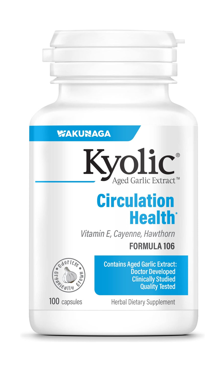 Aged Garlic Extract Formula 106, Circulation Health, 100 Capsules (Packaging May Vary)