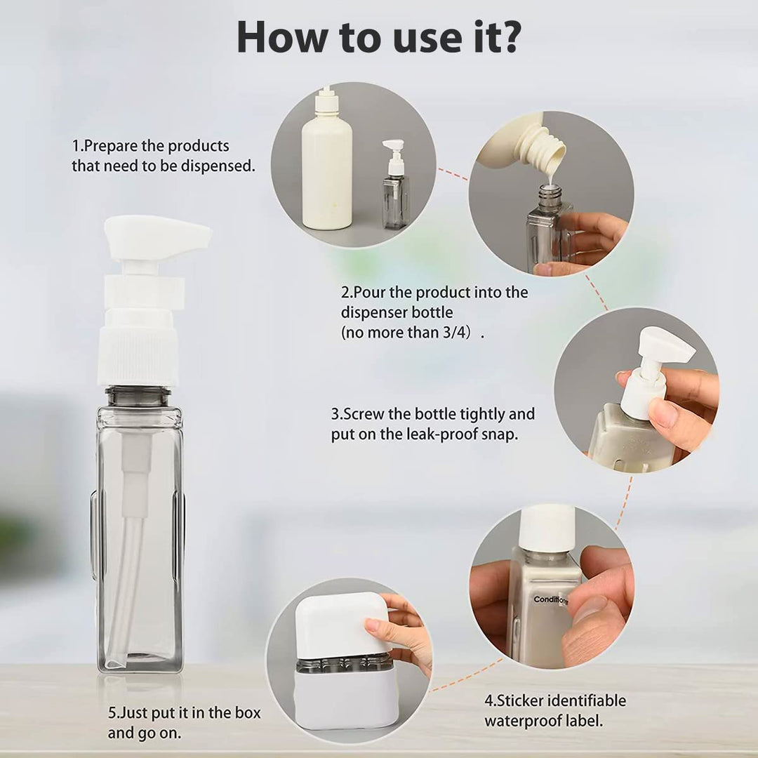 Travel Size Toiletries, 4pcs Travel Containers, Travel Bottles Leak Proof with Labels, TSA Approved Reusable Containers For Toiletries