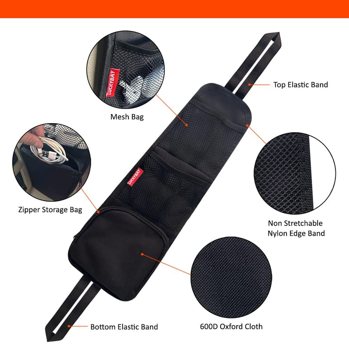 Car Seat Side Organizer, Auto Seat Storage Hanging Bag, Phones, Drink, Stuff Holder with Mesh Pocket for Cars, SUV & Truck